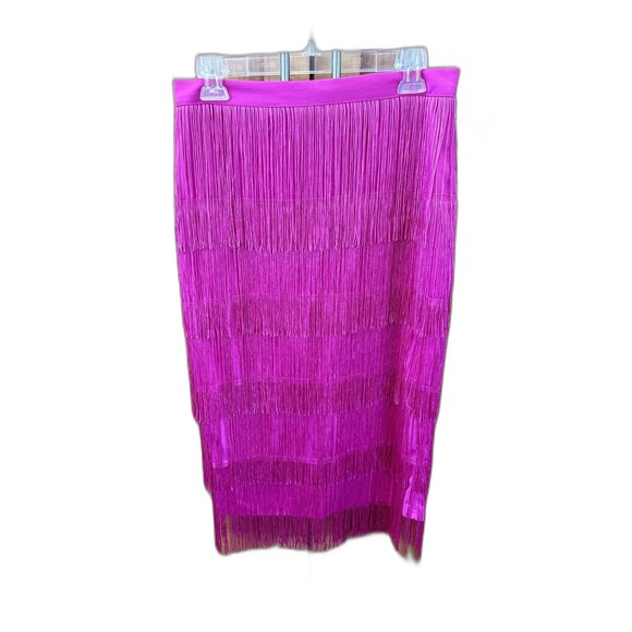 Aomei Women L Tiered Fringe High Waist Pencil Skirt Pink Cha-Cha Skirt New Zip - Picture 14 of 15